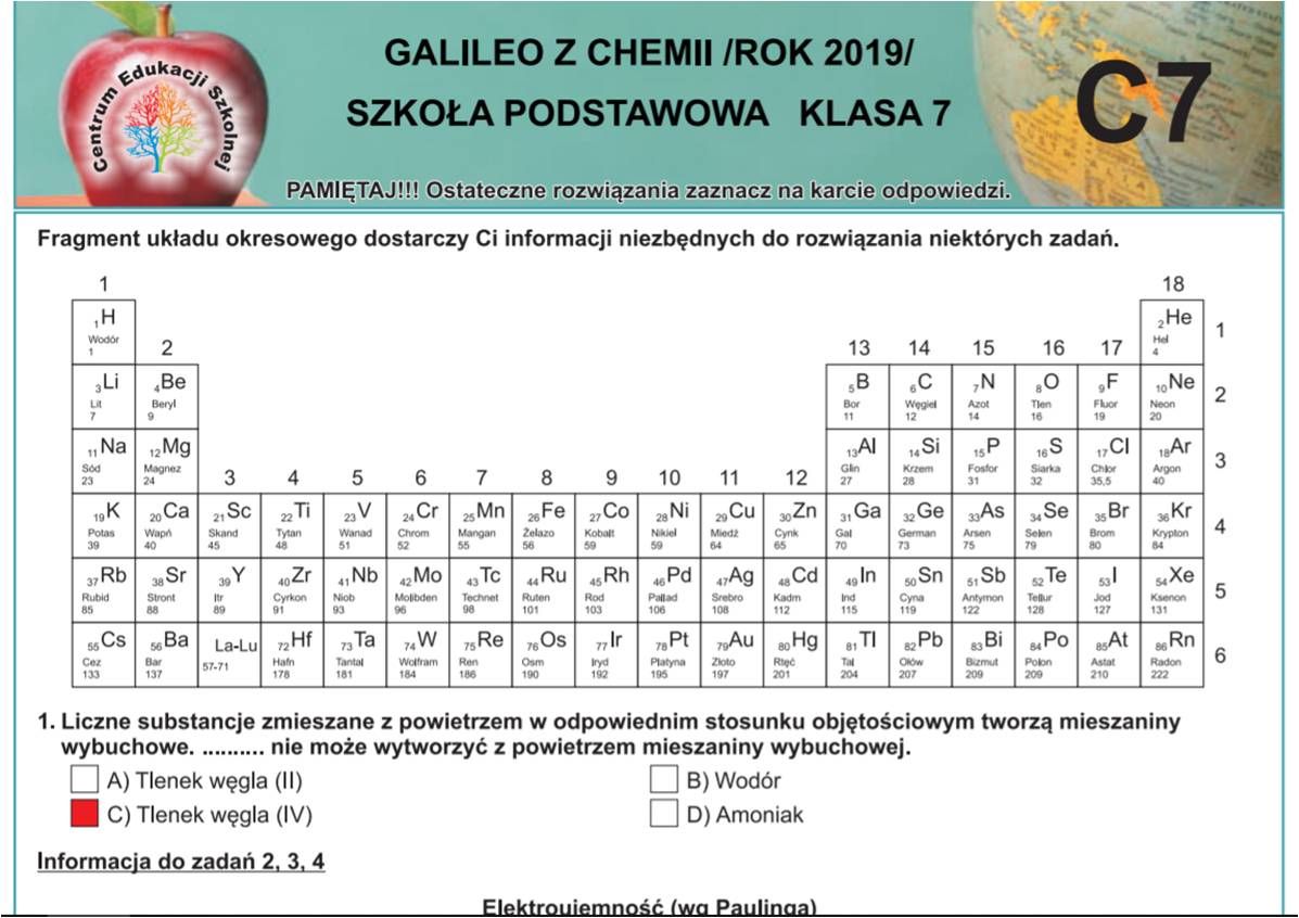 konkurs wiedzy z chemii GALILEO